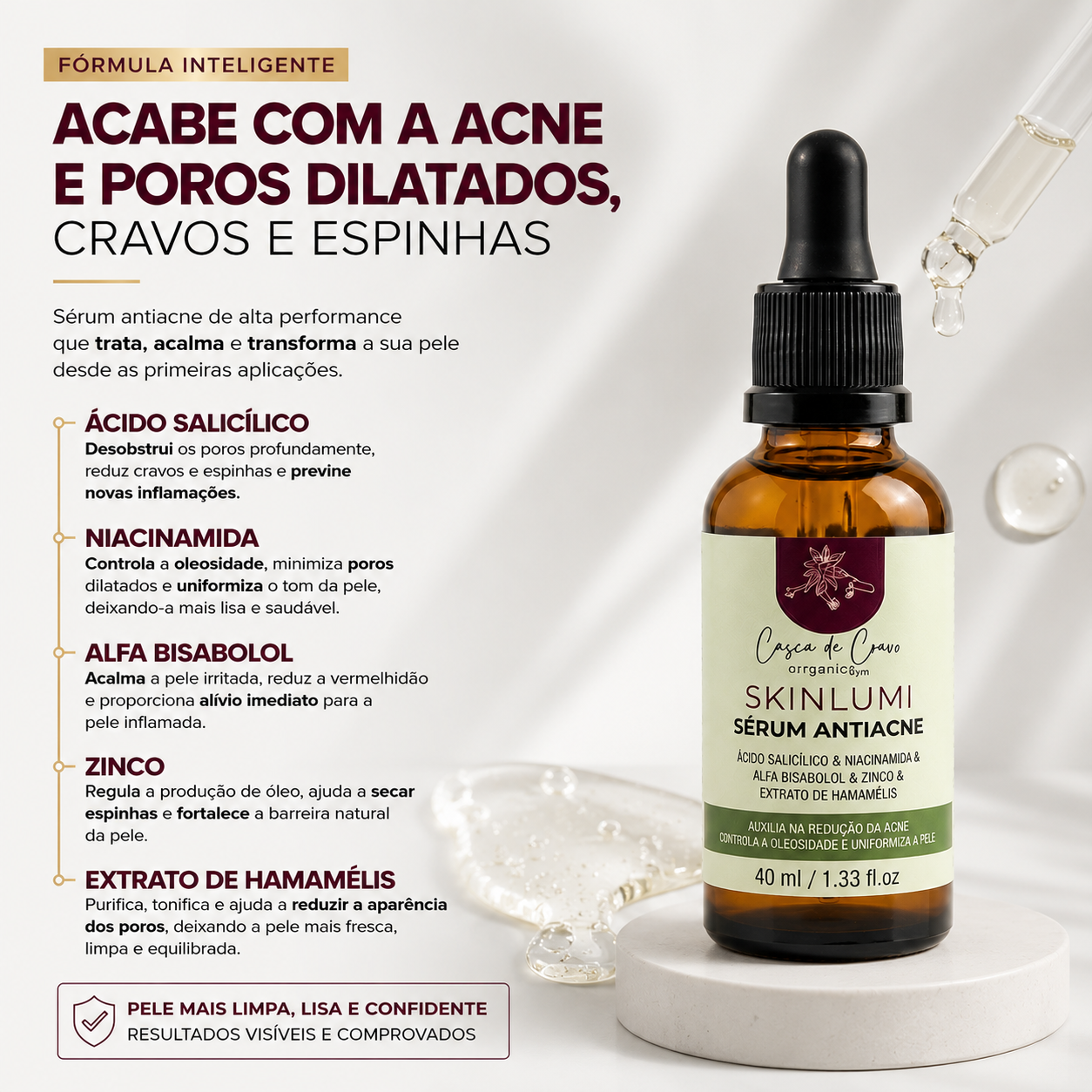 Sérum Antiacne para Pele Oleosa – 40 ml